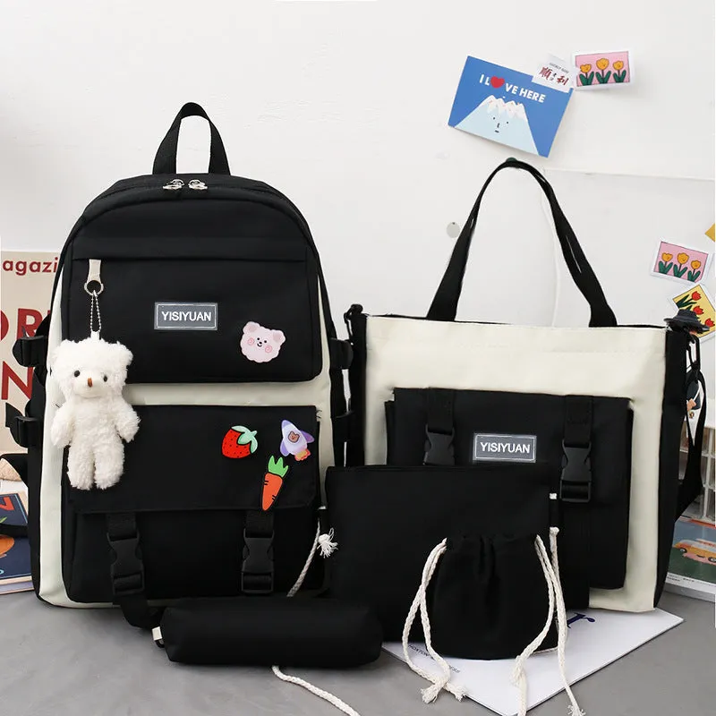 Women's Canvas Korean Large Capacity Set College Backpacks