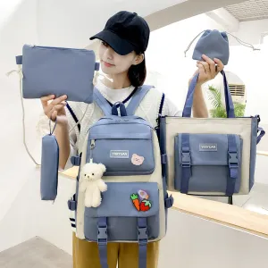 Women's Canvas Korean Large Capacity Set College Backpacks