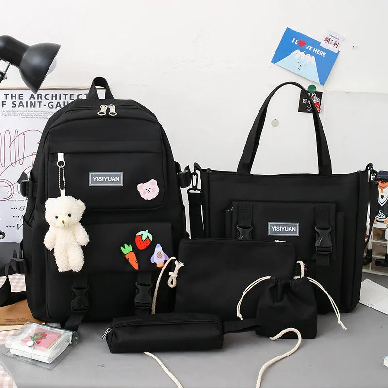 Women's Canvas Korean Large Capacity Set College Backpacks