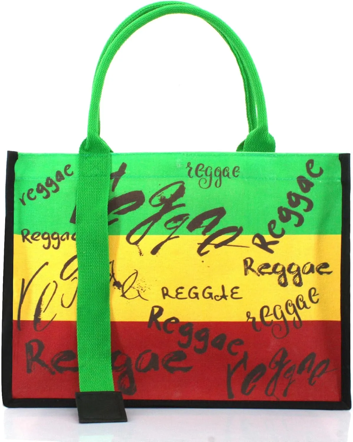 Women's Canvas Tote Bag Waterproof Ribbon Beach Bag Jamaican Reggae Party Bag