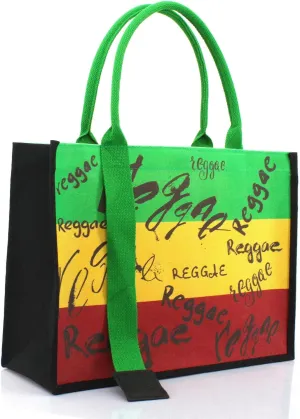 Women's Canvas Tote Bag Waterproof Ribbon Beach Bag Jamaican Reggae Party Bag