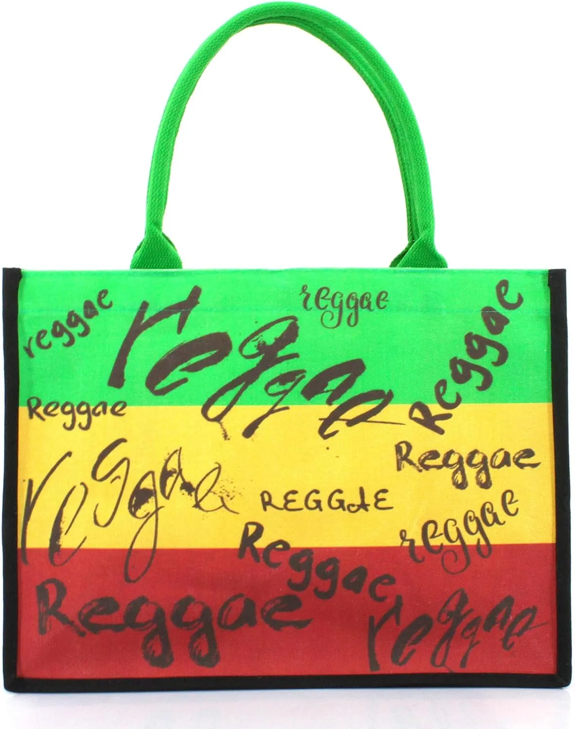 Women's Canvas Tote Bag Waterproof Ribbon Beach Bag Jamaican Reggae Party Bag