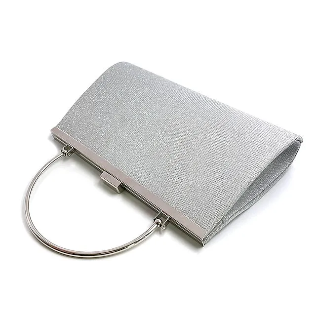 Women's Clutch Evening Bag Wristlet Clutch Bags Polyester Party Bridal Shower Holiday Sequin Chain Large Capacity Durable Solid Color Square wrinkle black (portable) Square wrinkled silver (portable