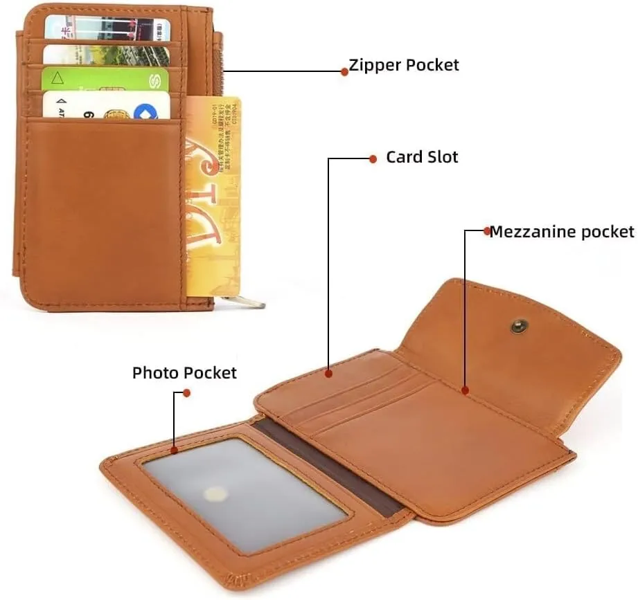 Women's Coin Purse Genuine Leather Mini Pouch Change Wallet RFID Trifold ID for Lipstick Keys Case Holder