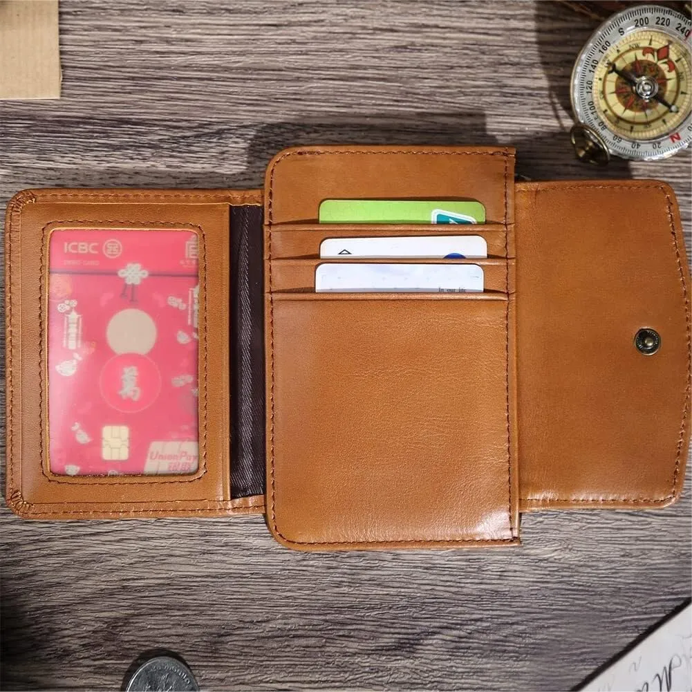 Women's Coin Purse Genuine Leather Mini Pouch Change Wallet RFID Trifold ID for Lipstick Keys Case Holder