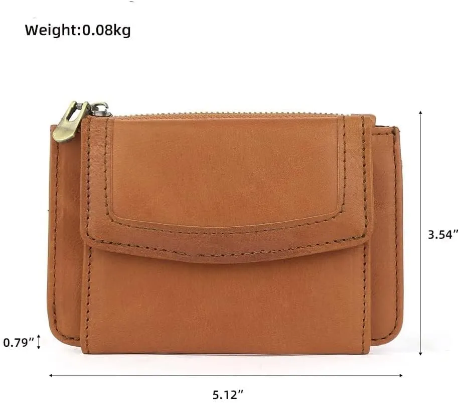 Women's Coin Purse Genuine Leather Mini Pouch Change Wallet RFID Trifold ID for Lipstick Keys Case Holder