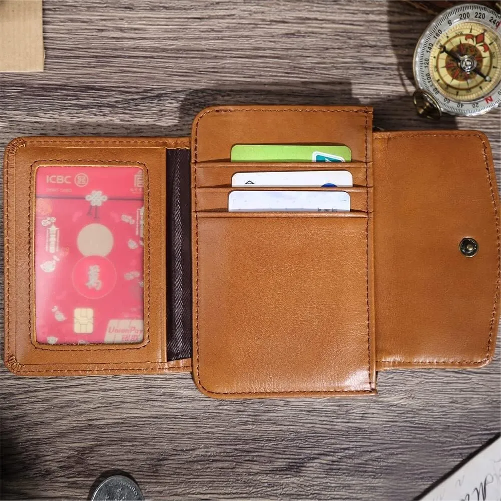 Women's Coin Purse Genuine Leather Mini Pouch Change Wallet RFID Trifold ID for Lipstick Keys Case Holder