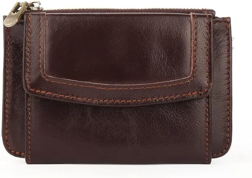 Women's Coin Purse Genuine Leather Mini Pouch Change Wallet RFID Trifold ID for Lipstick Keys Case Holder