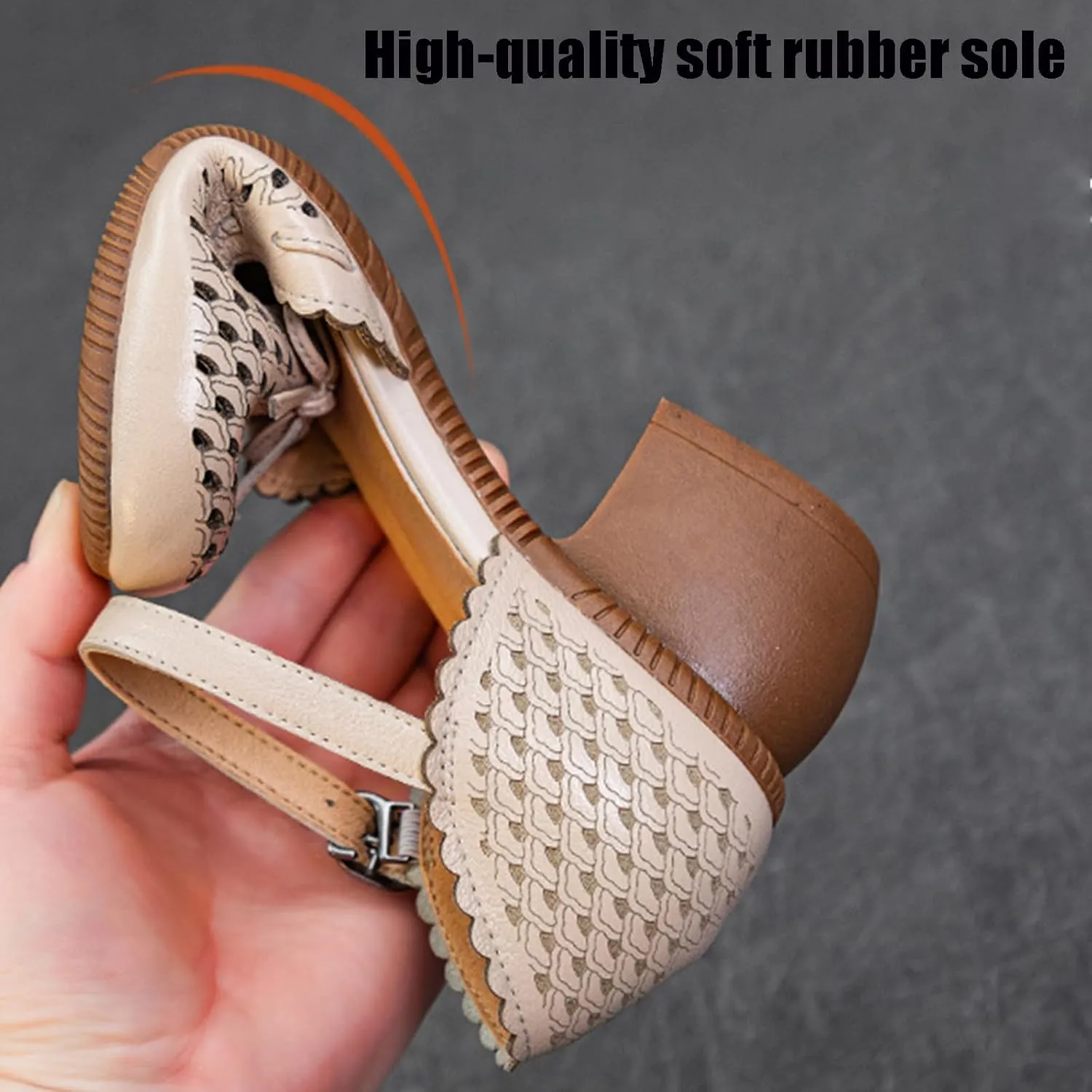 Women's Cowhide Leather Bow Chunky Heel Mary Jane Mid Block Heel Cut Out Soft Bottom Ankle Strap Buckle Dress Pumps Breathable Non Slip Nurse Walking Shoes