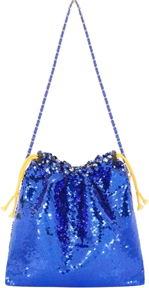 Womens Dazzling Clutch Handbag Purse Delicate Reversible Sequin Drawstring Shoulder Bag Large Capacity Tote Bag