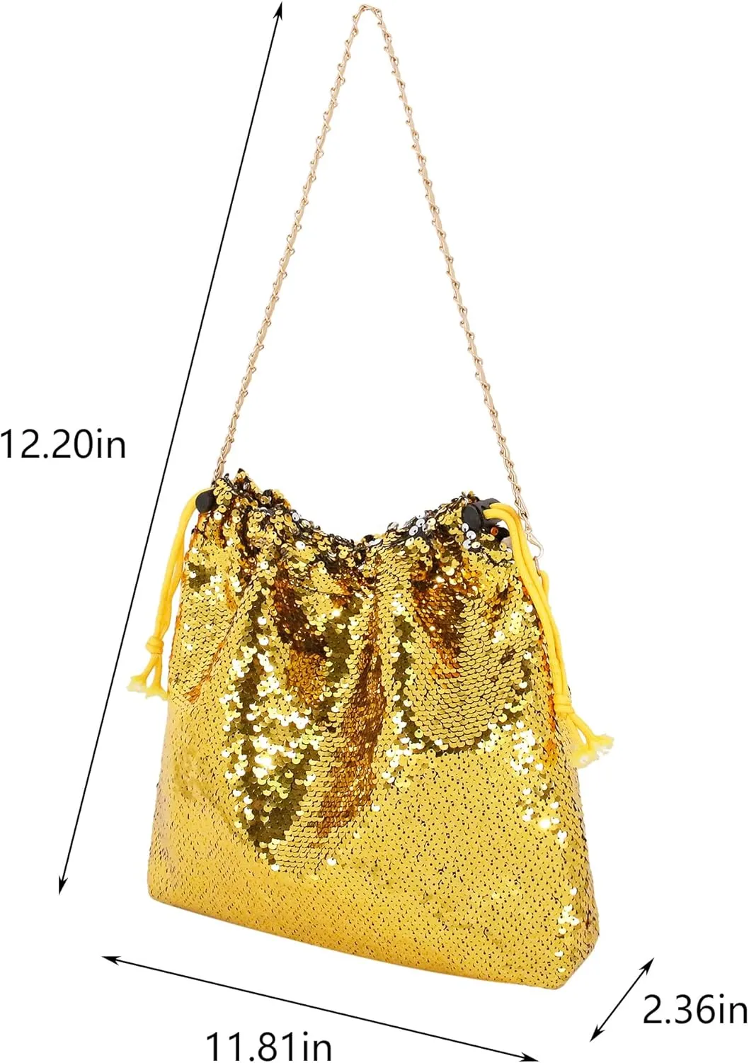Womens Dazzling Clutch Handbag Purse Delicate Reversible Sequin Drawstring Shoulder Bag Large Capacity Tote Bag