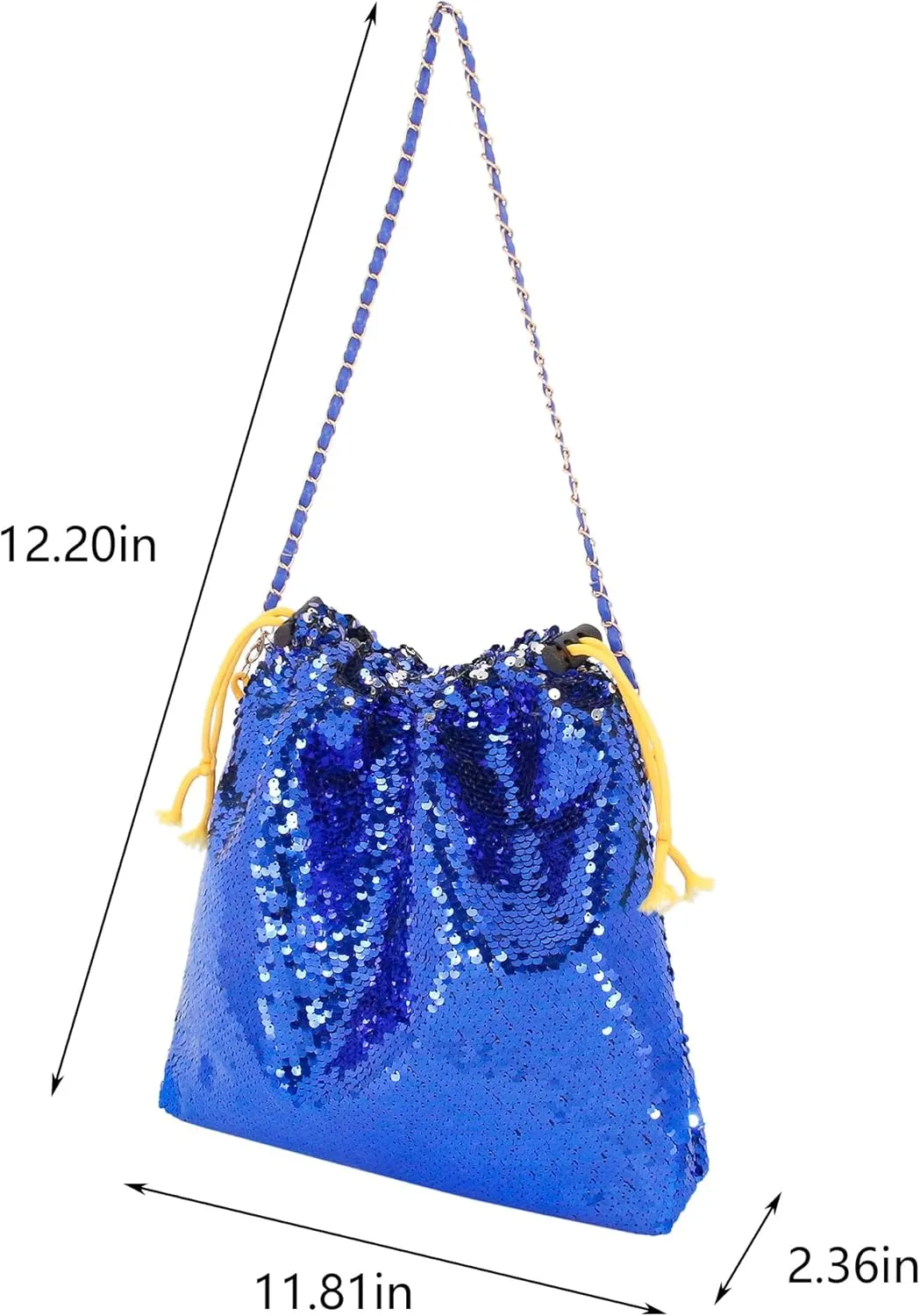 Womens Dazzling Clutch Handbag Purse Delicate Reversible Sequin Drawstring Shoulder Bag Large Capacity Tote Bag