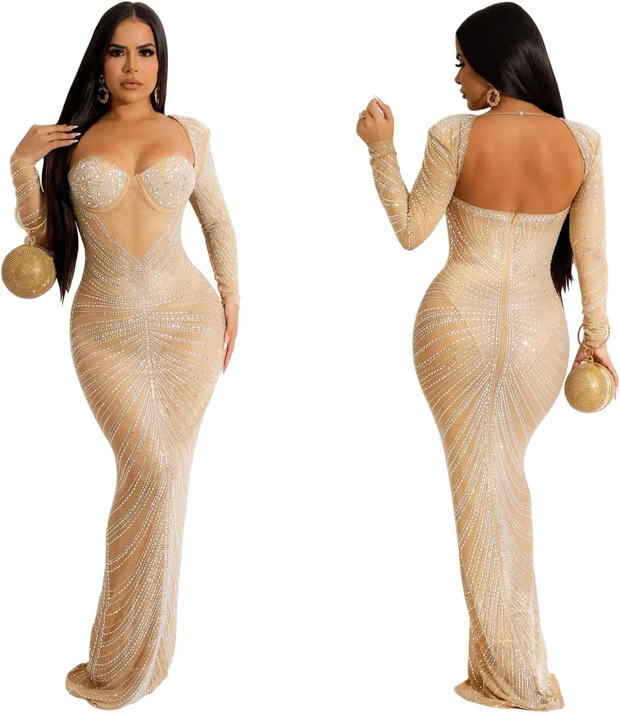 Women's Deep V-Neck Sleeveless Side Slit Floor Length Evening Dress Bridesmaid Dresses