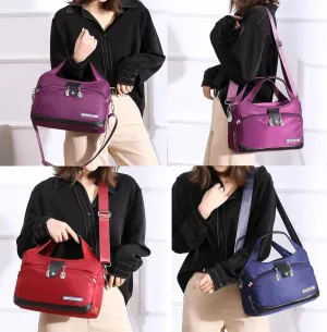 Women's Fashion Anti-Theft Handbag, Crossbody Bag, Shoulder Handbags, Waterproof Oxford Cloth Satchel, Zipper Multi-Layer (Purple)