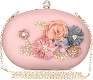 Women's Floral Clutch Evening Purse Flower Wedding Party Bag
