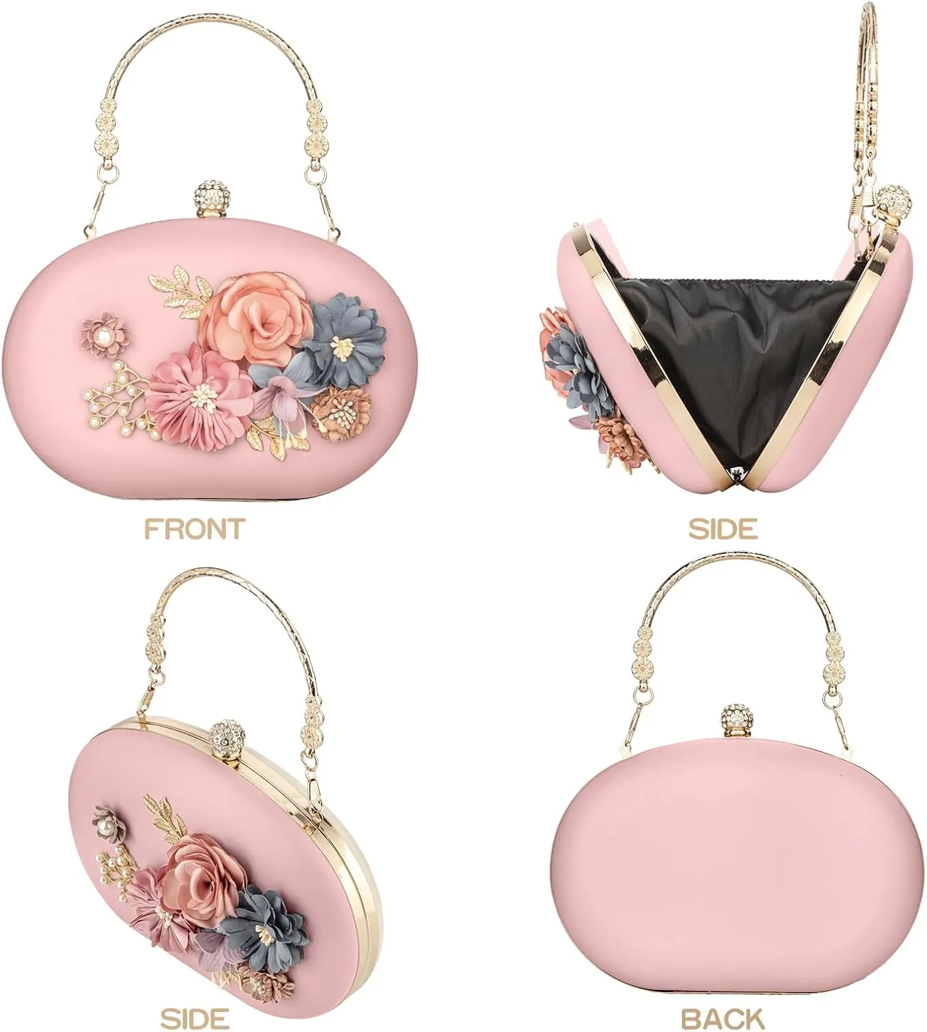 Women's Floral Clutch Evening Purse Flower Wedding Party Bag