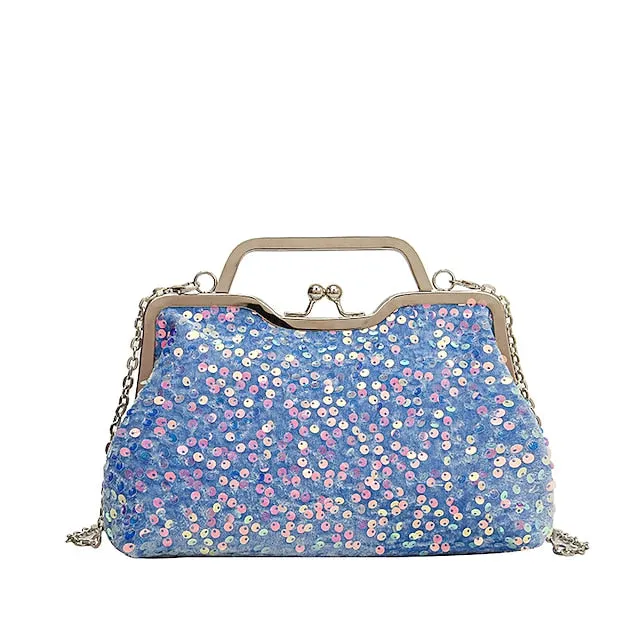 Women's Handbag Evening Bag Clutch Bags Synthetic Party Bridal Shower Wedding Party Sequin Large Capacity Anti-Dust Solid Color White Pink Blue
