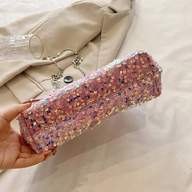 Women's Handbag Evening Bag Clutch Bags Synthetic Party Bridal Shower Wedding Party Sequin Large Capacity Anti-Dust Solid Color White Pink Blue
