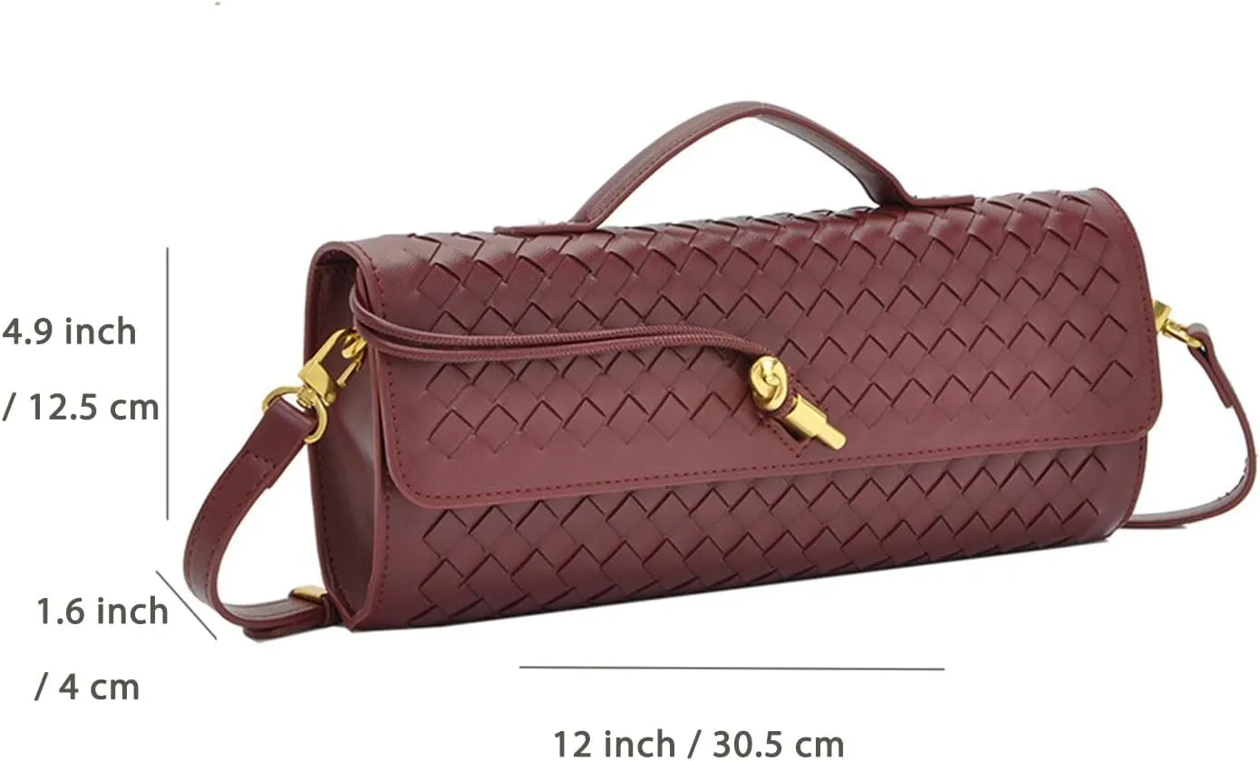 Women's Handmade Woven Clutch Purse,Crossbody Bag for Evening & Casual, Adjustable Shoulder Strap Fashion Handbag