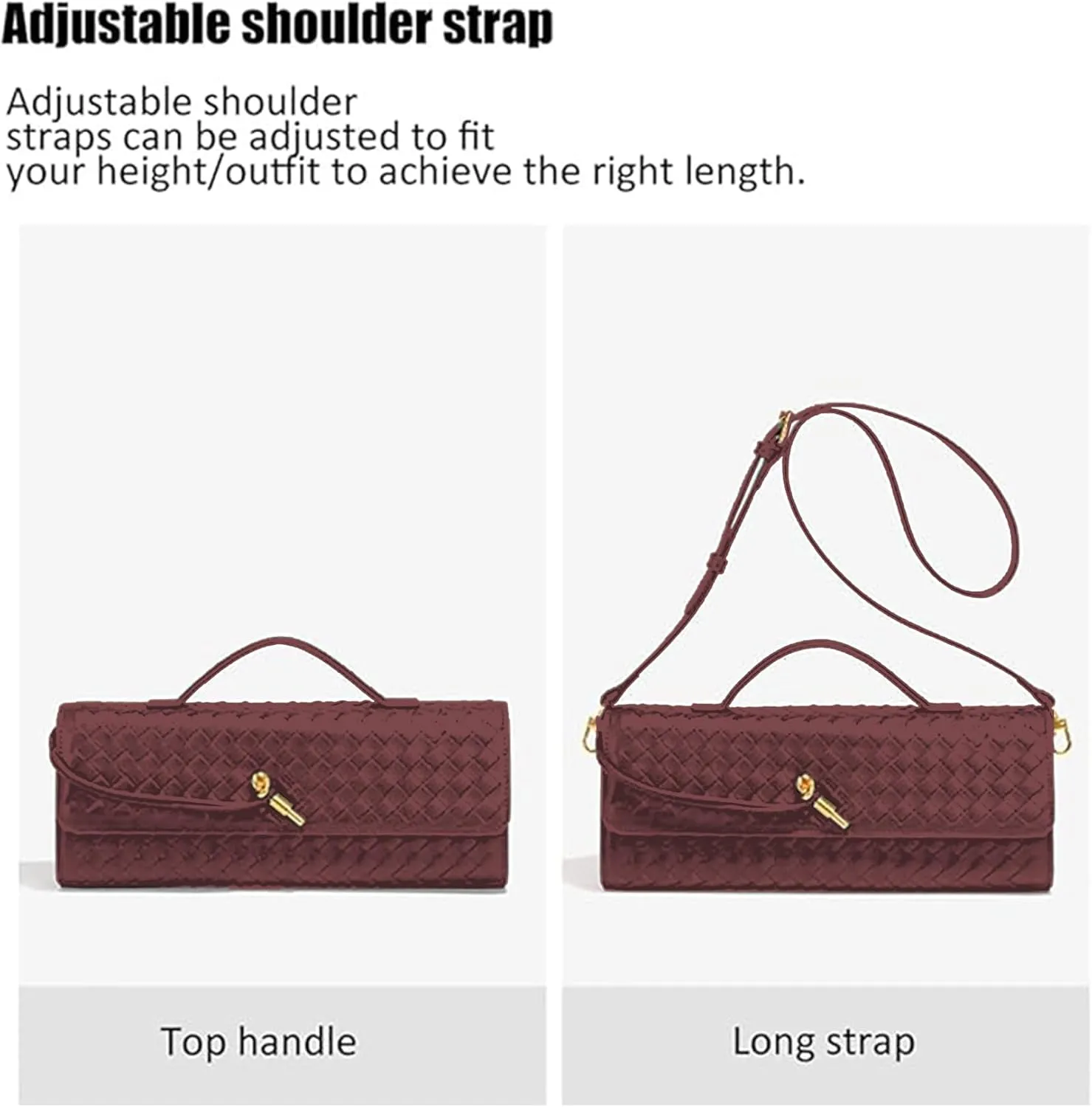 Women's Handmade Woven Clutch Purse,Crossbody Bag for Evening & Casual, Adjustable Shoulder Strap Fashion Handbag