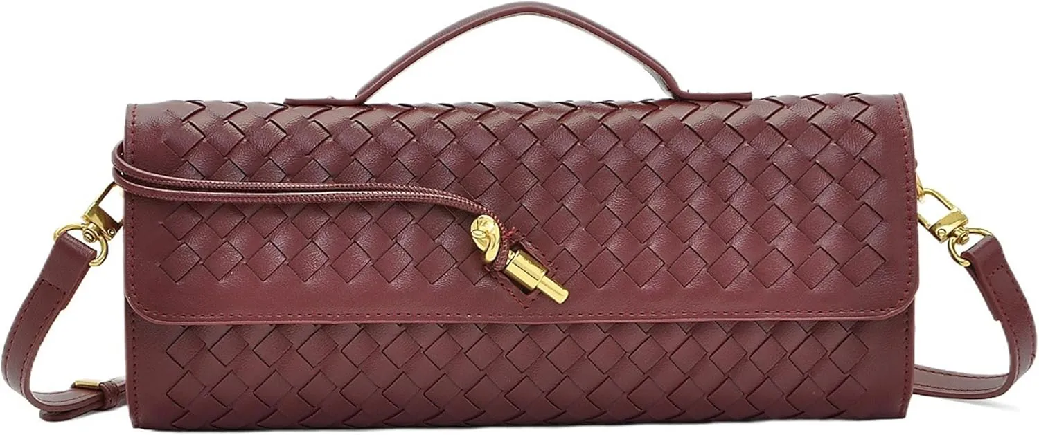 Women's Handmade Woven Clutch Purse,Crossbody Bag for Evening & Casual, Adjustable Shoulder Strap Fashion Handbag