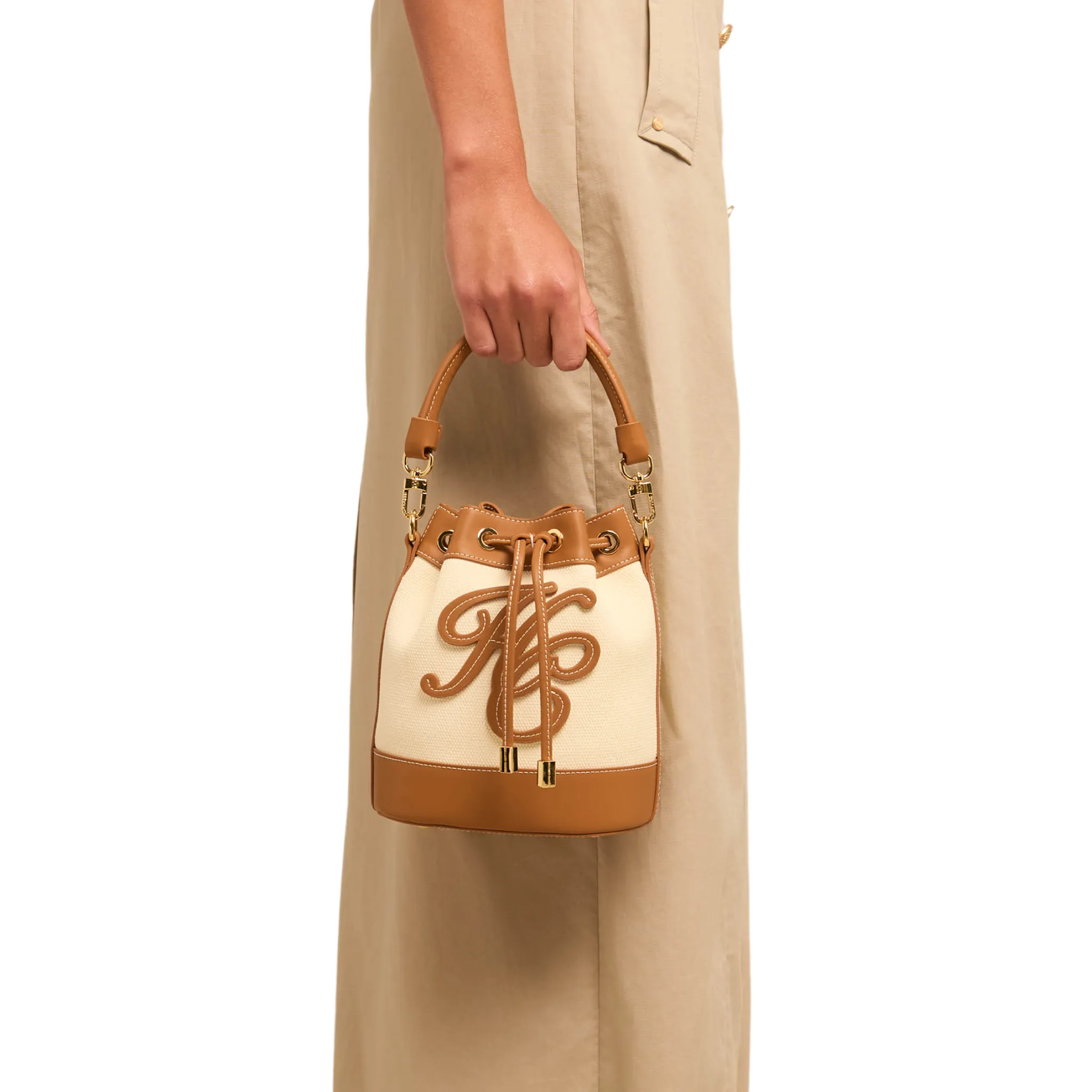 Womens Holland Cooper Tan Canvas Amalfi Bucket Bag