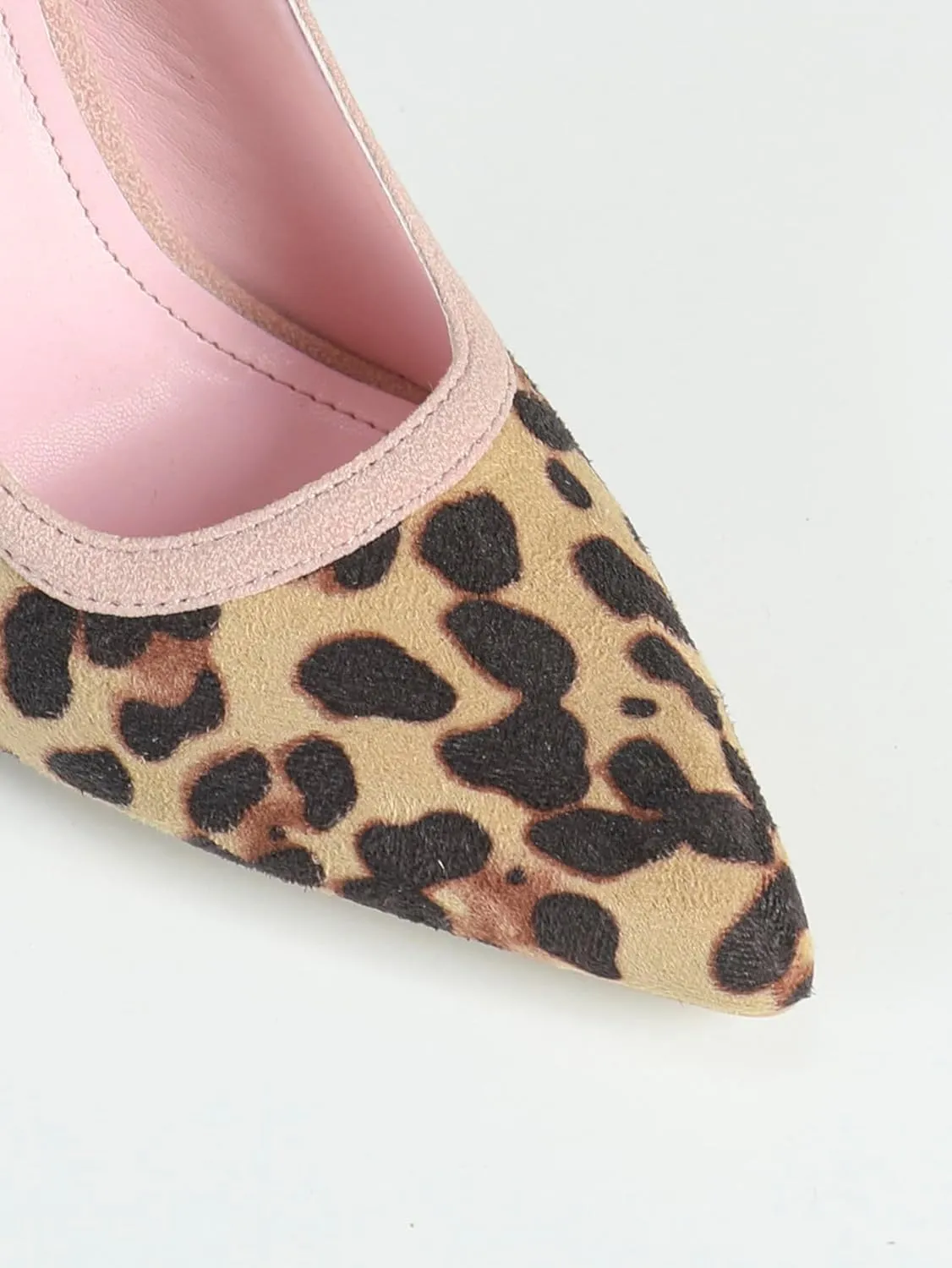 Women's Leopard-Print High-Heel Sandals | Pointed-Toe Pink Faux-Suede Strap Pumps with Metal Buckles | Slender Heel Party Date Shoes | 2025 Trendy Bold & Sweet Dress Heels