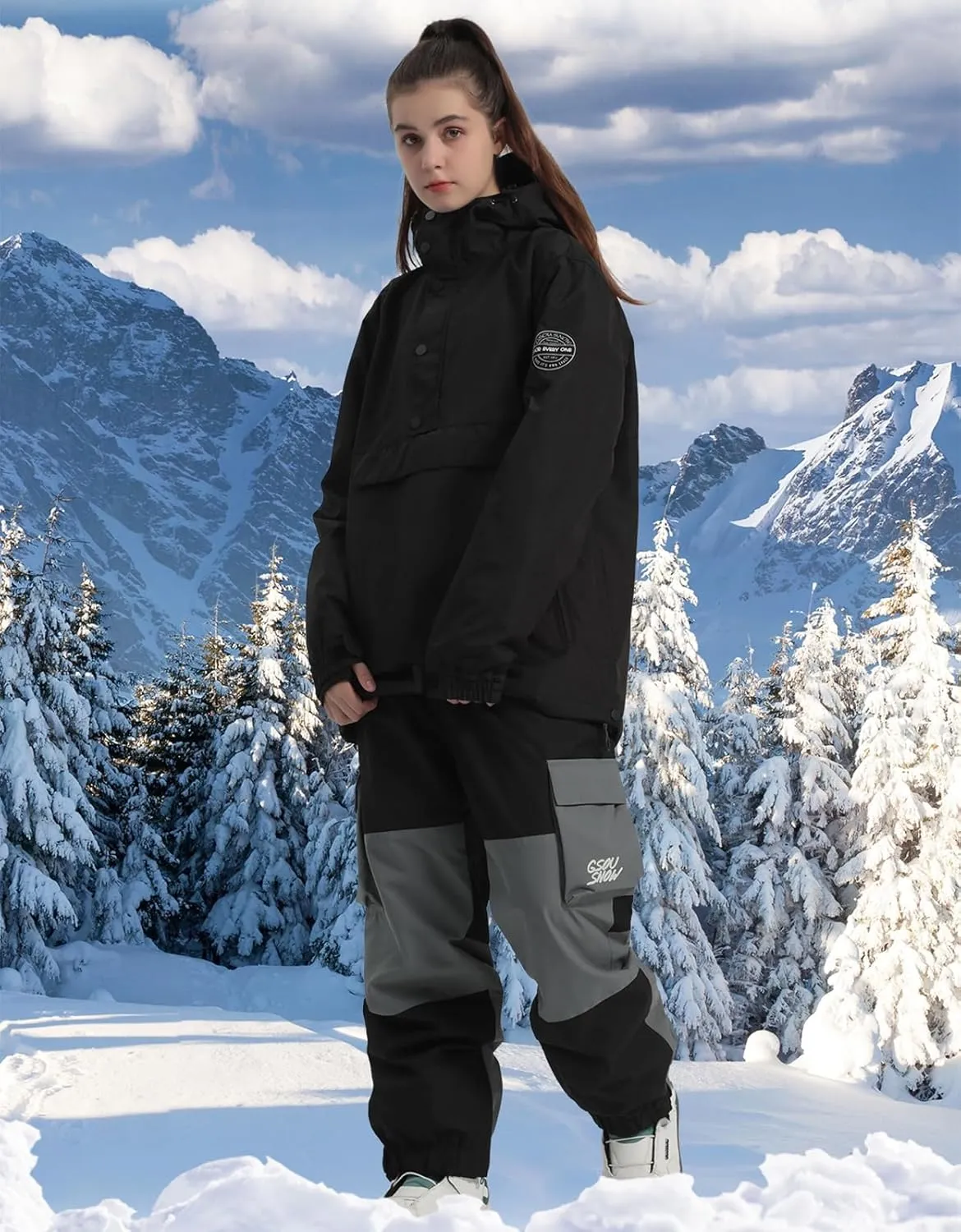 Womens Mens Ski Jackets Snowboard Coats Waterproof Windproof Pullover Jacket for Women Skiing Snowboarding Sports