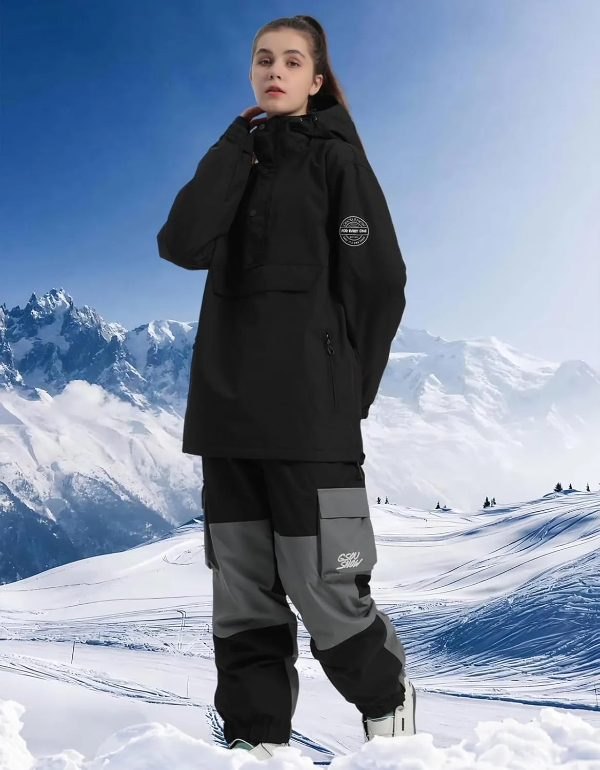 Womens Mens Ski Jackets Snowboard Coats Waterproof Windproof Pullover Jacket for Women Skiing Snowboarding Sports
