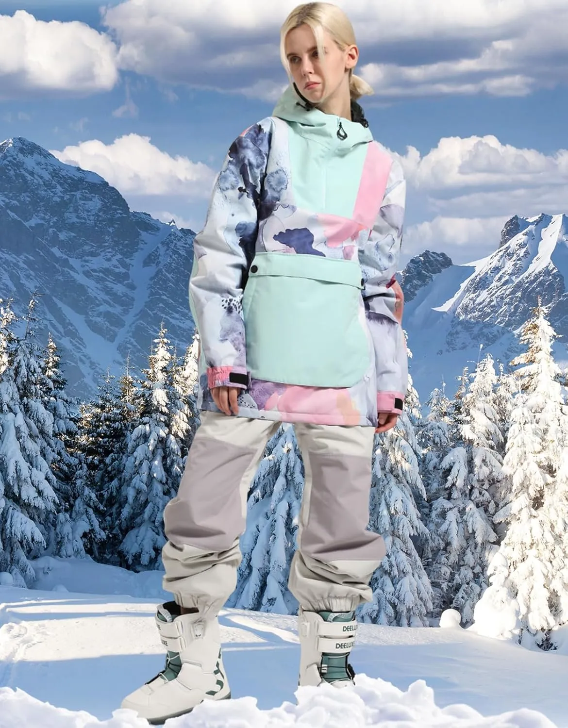 Womens Mens Ski Jackets Snowboard Coats Waterproof Windproof Pullover Jacket for Women Skiing Snowboarding Sports