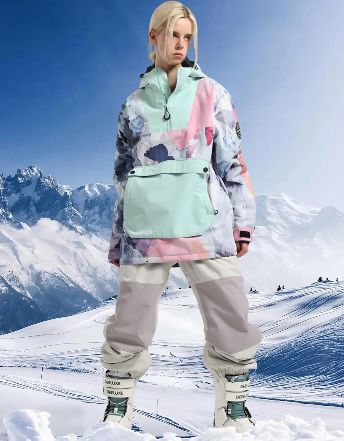 Womens Mens Ski Jackets Snowboard Coats Waterproof Windproof Pullover Jacket for Women Skiing Snowboarding Sports