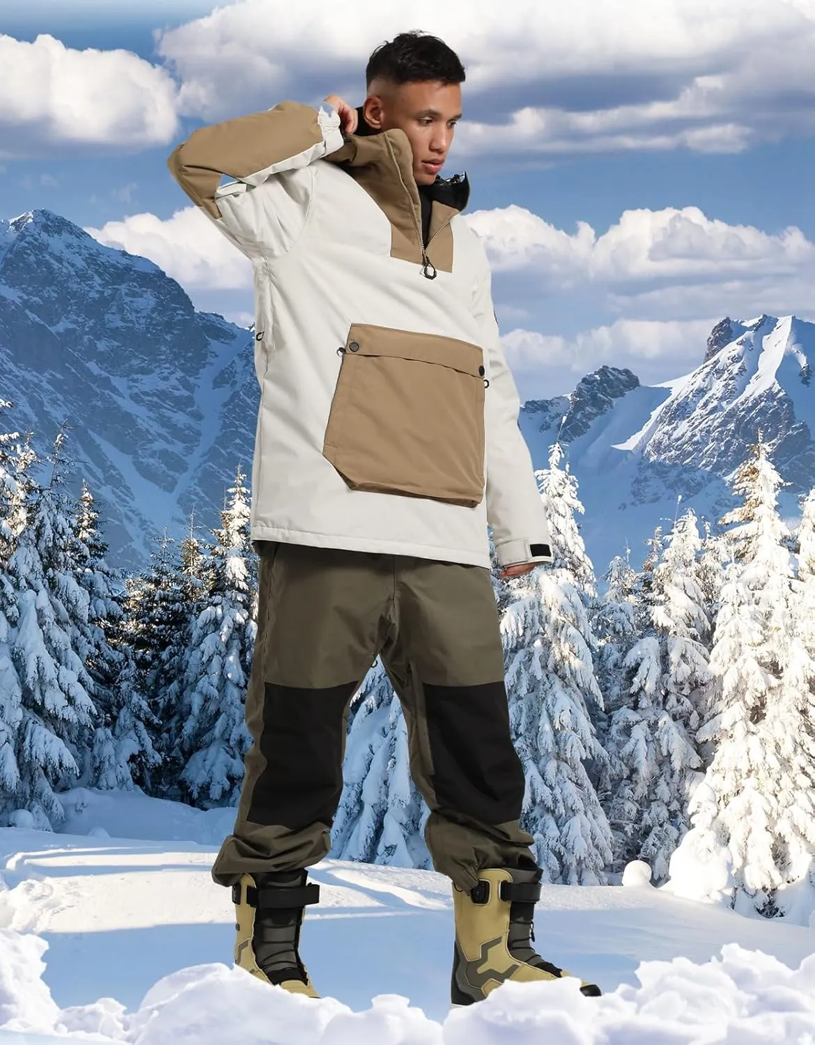 Womens Mens Ski Jackets Snowboard Coats Waterproof Windproof Pullover Jacket for Women Skiing Snowboarding Sports