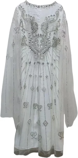Womens Plus Size Lace Beaded Dress Elegant Wrap Round Neck Long Sleeve Flowing A-Line Banquet Evening Gown