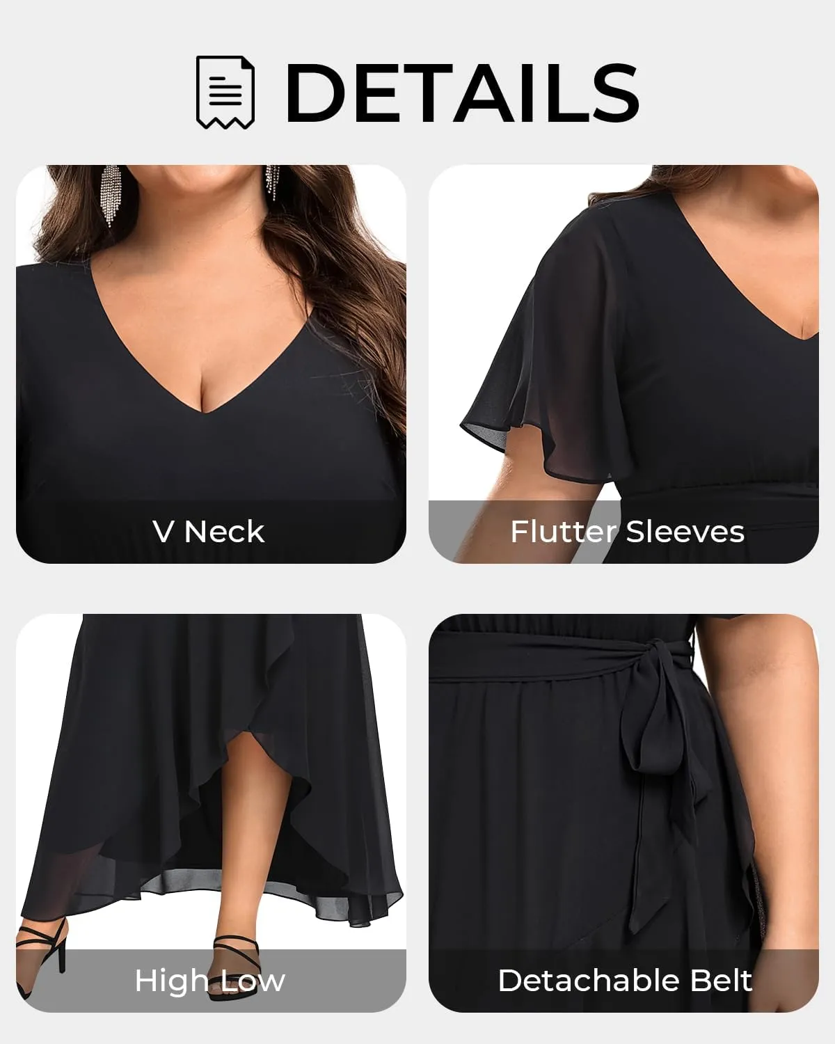 Womens Plus Size Long Dress Chiffon High Low Split Ruffle Evening Bridesmaid Wedding Guest Formal Maxi Dresses