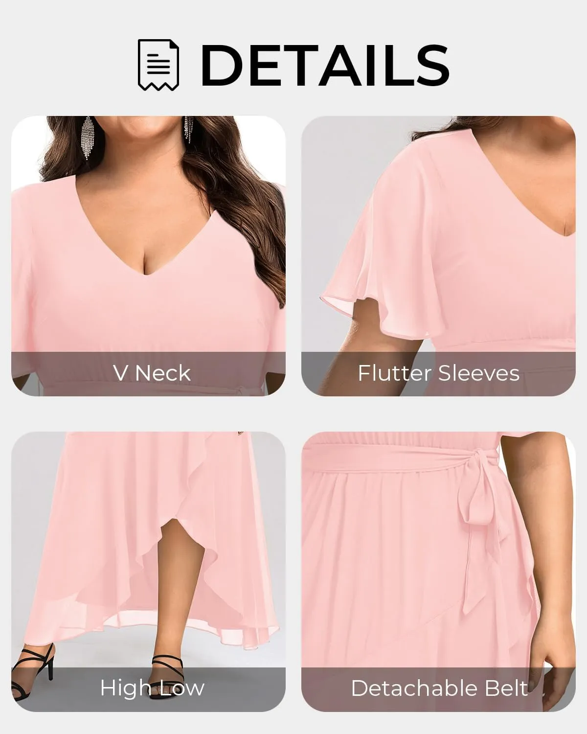 Womens Plus Size Long Dress Chiffon High Low Split Ruffle Evening Bridesmaid Wedding Guest Formal Maxi Dresses