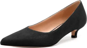 Women's Pumps, Pointed Toe Kitten Heels, Fashion Suede Slip on High Heels for Women 1.3 Inch
