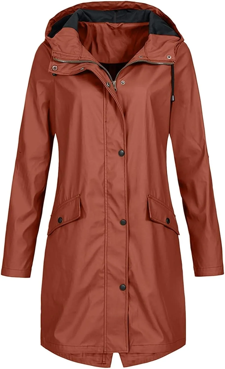Womens Rain Jacket Solid Hooded Jacket Windproof Outdoor Coat Plus Women's Coat Water resistant Softshell Raincoat