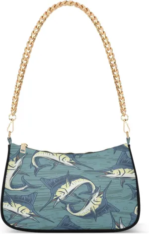 Womens Shoulder Bag for Women Girls Hobo Tote Handbag Gold Chain Crossbody Bag with Zipper Clutch Purse Handbags