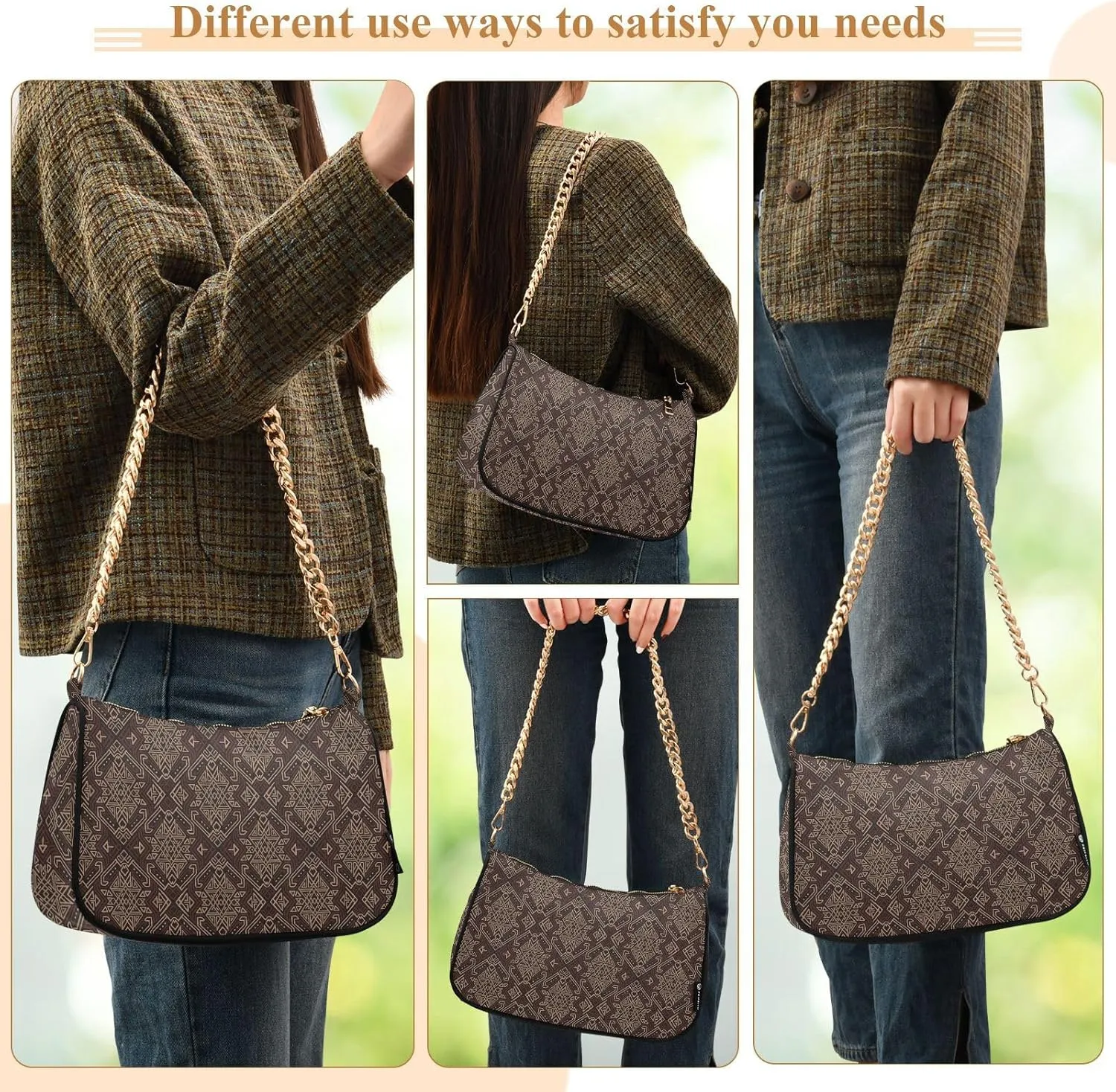 Women's Shoulder Handbags Chain Shoulder Brace for Women Bag Adultness Print Ladies Vacation Handbags Tote Purse,Multi1