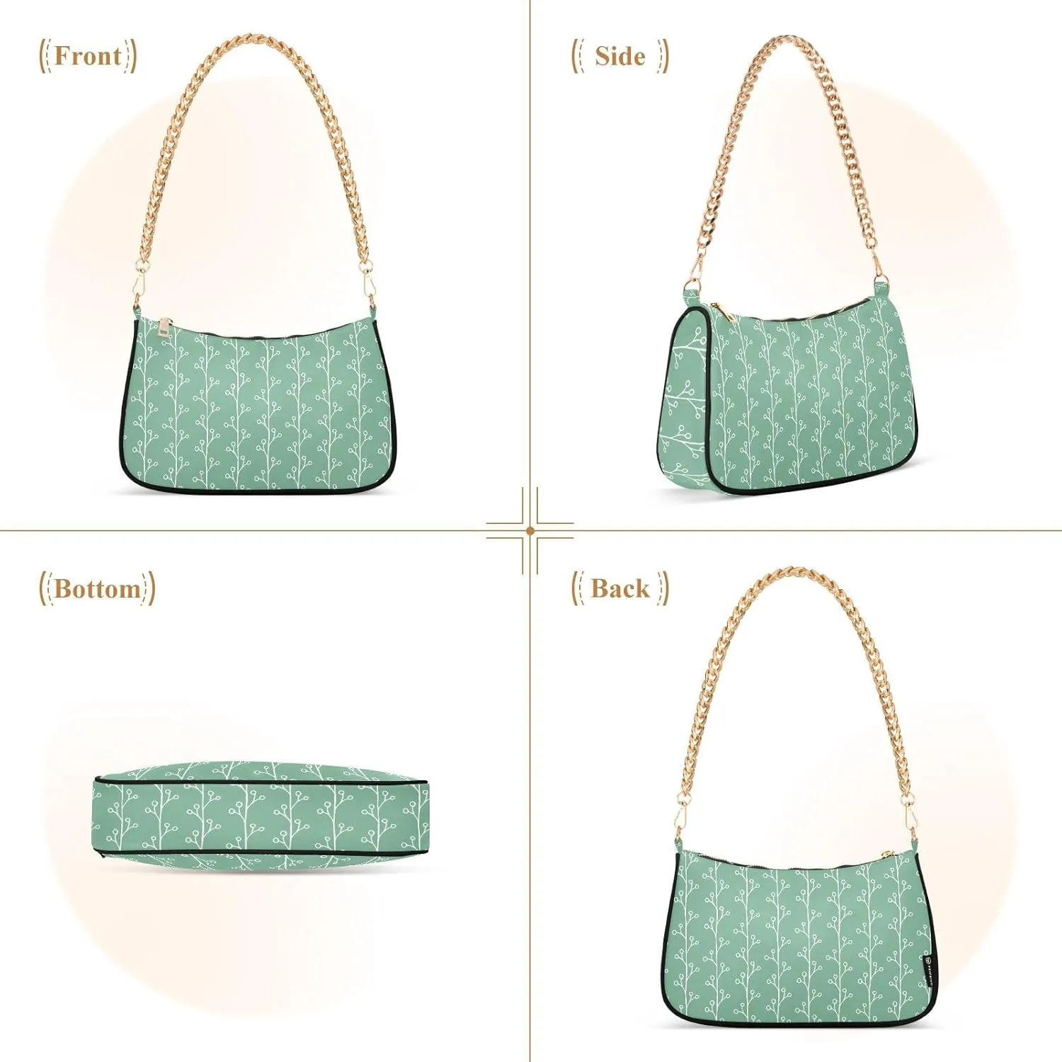 Women's Shoulder Handbags Chain Shoulder Brace for Women Bag Botanical Print Ladies Vacation Handbags Tote Purse,Multi1