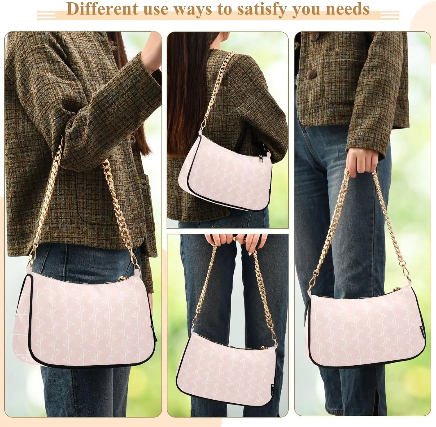 Women's Shoulder Handbags Chain Shoulder Brace for Women Bag Botanical Print Ladies Vacation Handbags Tote Purse,Multi1
