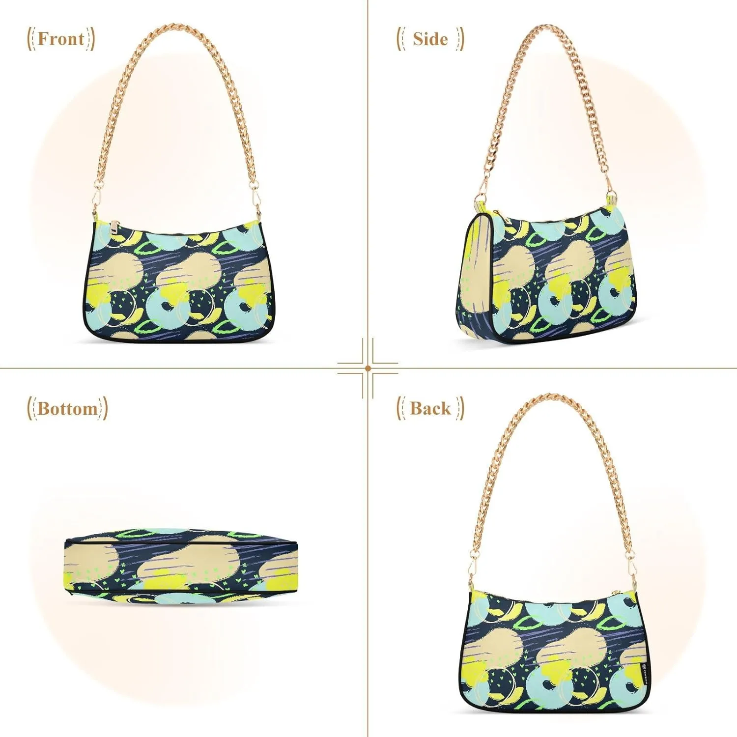 Women's Shoulder Handbags Chain Shoulder Brace for Women Bag Doodle Pattern Ladies Vacation Handbags Tote Purse,Multi1