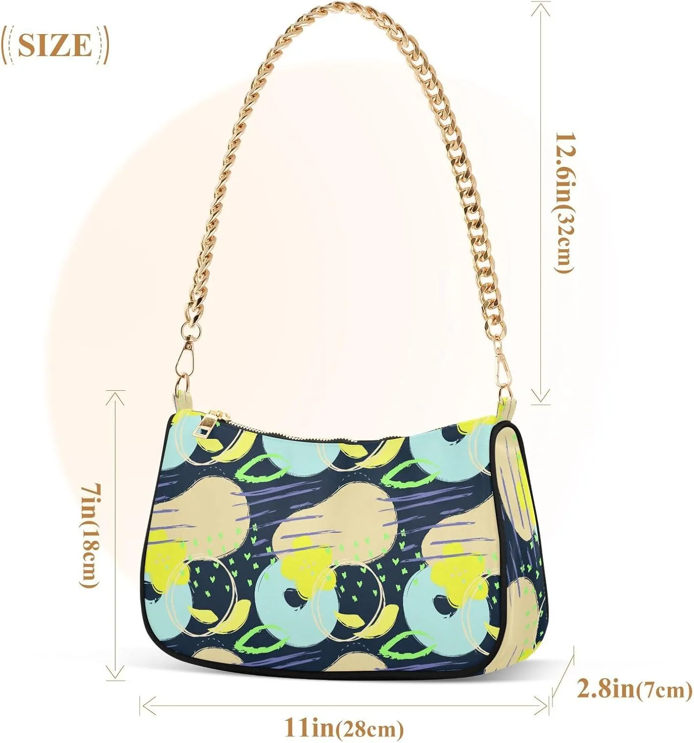 Women's Shoulder Handbags Chain Shoulder Brace for Women Bag Doodle Pattern Ladies Vacation Handbags Tote Purse,Multi1