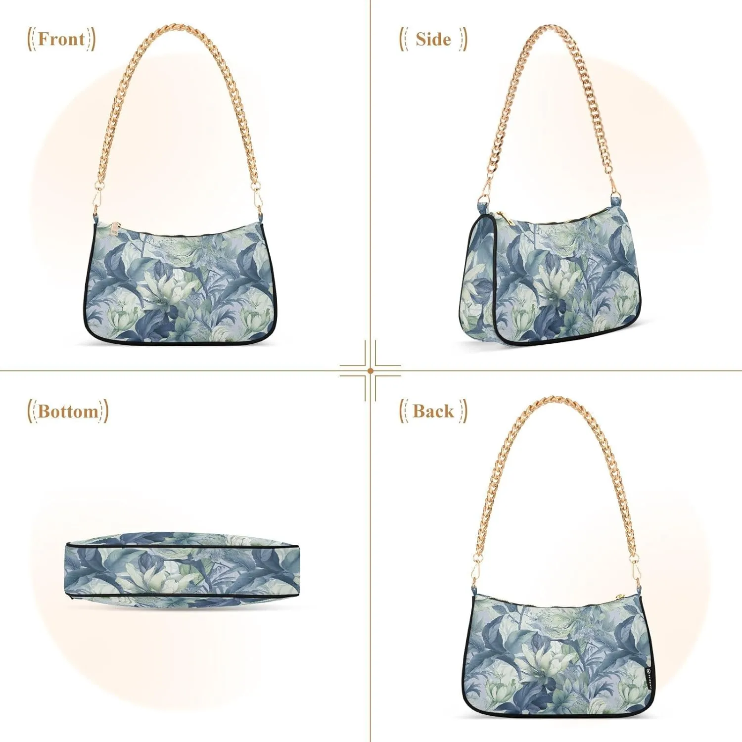 Women's Shoulder Handbags Chain Shoulder Brace for Women Bag Flowers Print Ladies Vacation Handbags Tote Purse,Multi1