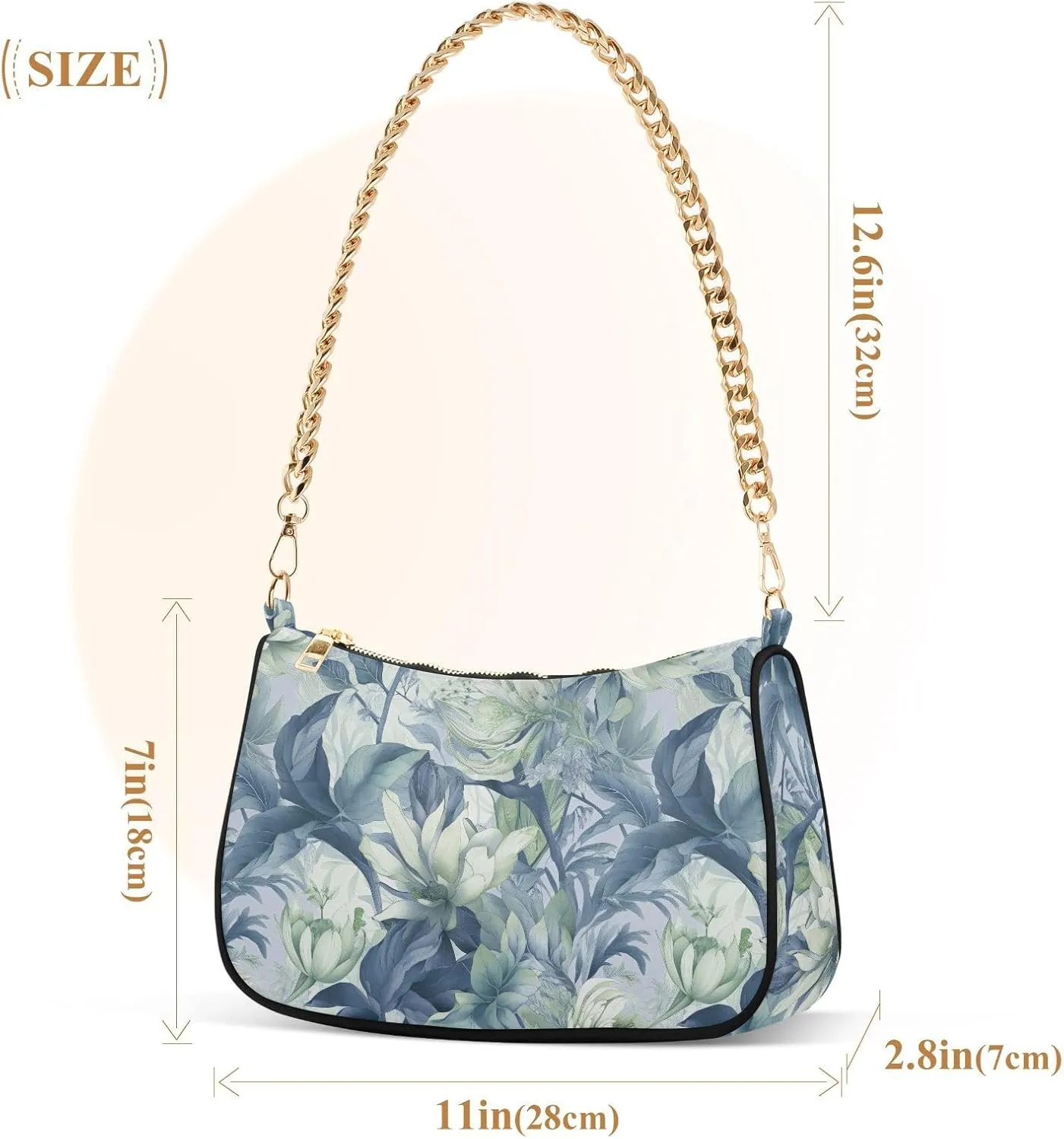 Women's Shoulder Handbags Chain Shoulder Brace for Women Bag Flowers Print Ladies Vacation Handbags Tote Purse,Multi1