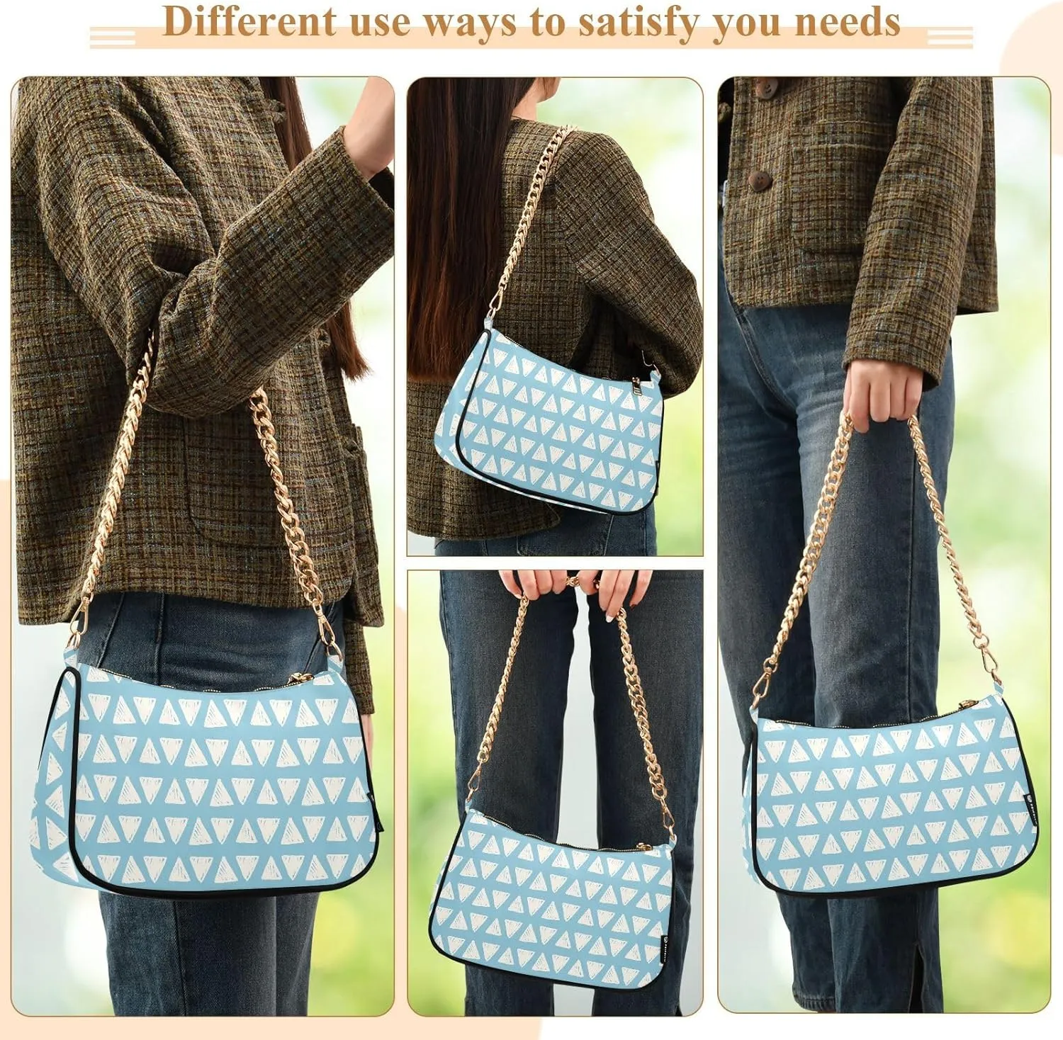 Women's Shoulder Handbags Chain Shoulder Brace for Women Bag Graphic Prints Ladies Vacation Handbags Tote Purse,Multi1