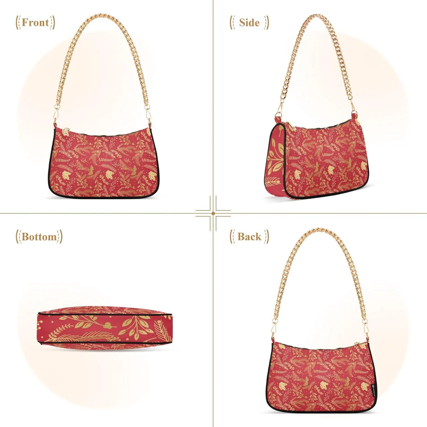 Women's Shoulder Handbags Chain Shoulder Brace for Women Bag Leaves Print Ladies Vacation Handbags Tote Purse,Multi1