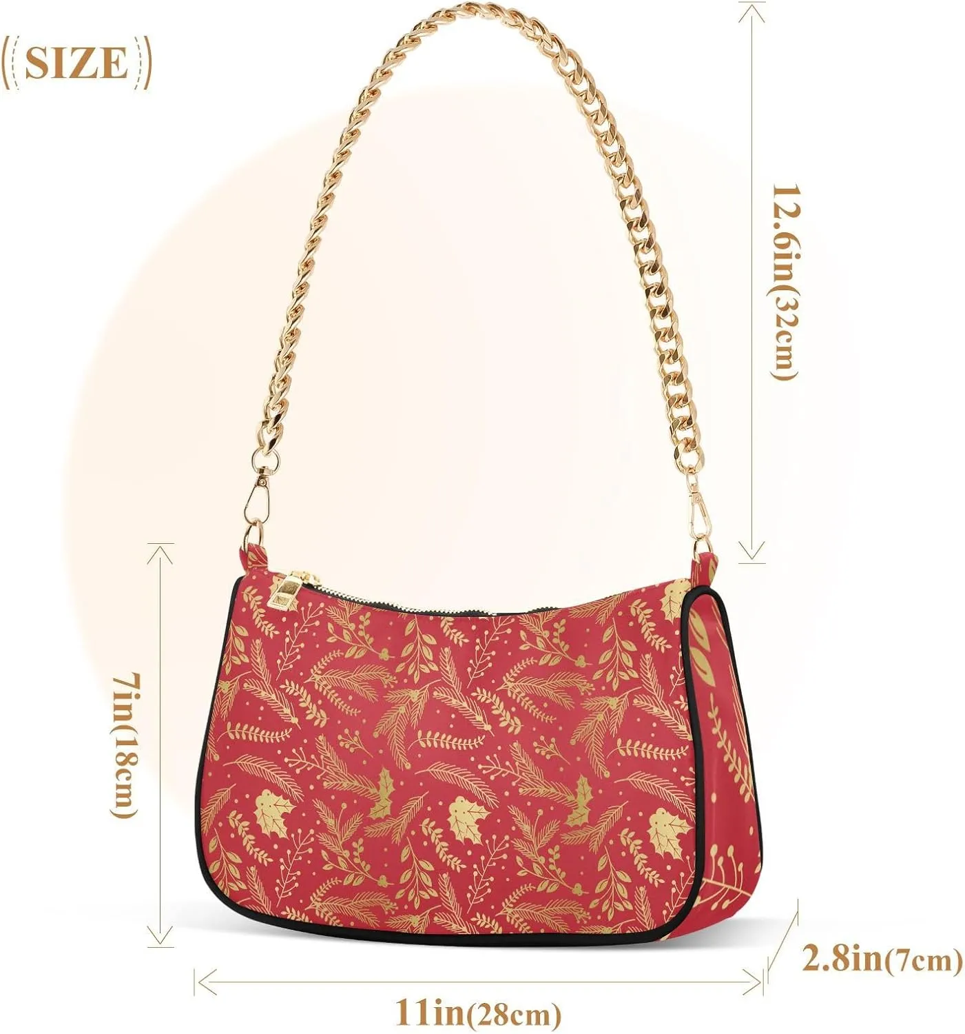 Women's Shoulder Handbags Chain Shoulder Brace for Women Bag Leaves Print Ladies Vacation Handbags Tote Purse,Multi1