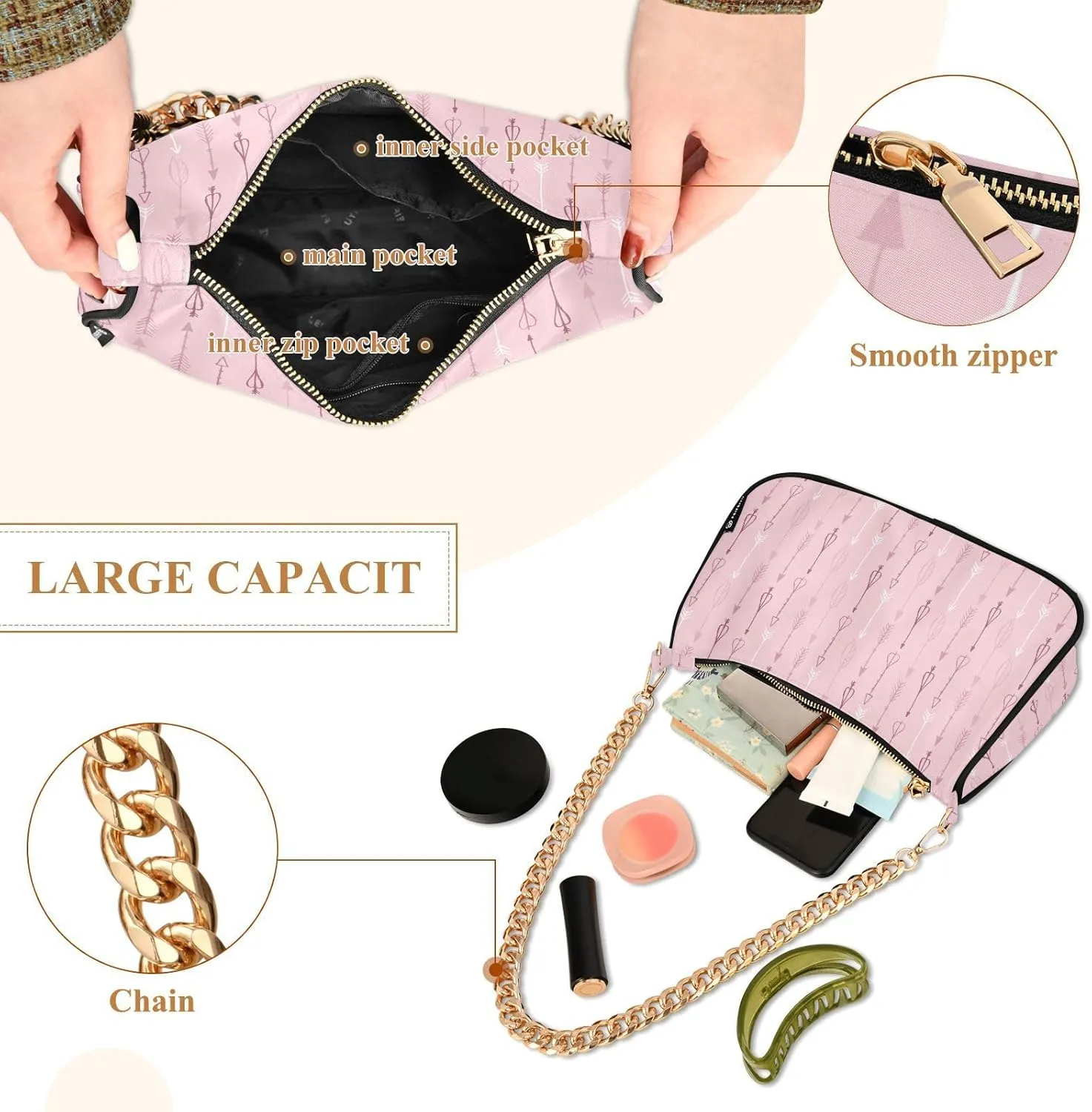 Women's Shoulder Handbags Chain Shoulder Brace for Women Bag Partysu Print Ladies Vacation Handbags Tote Purse,Multi1