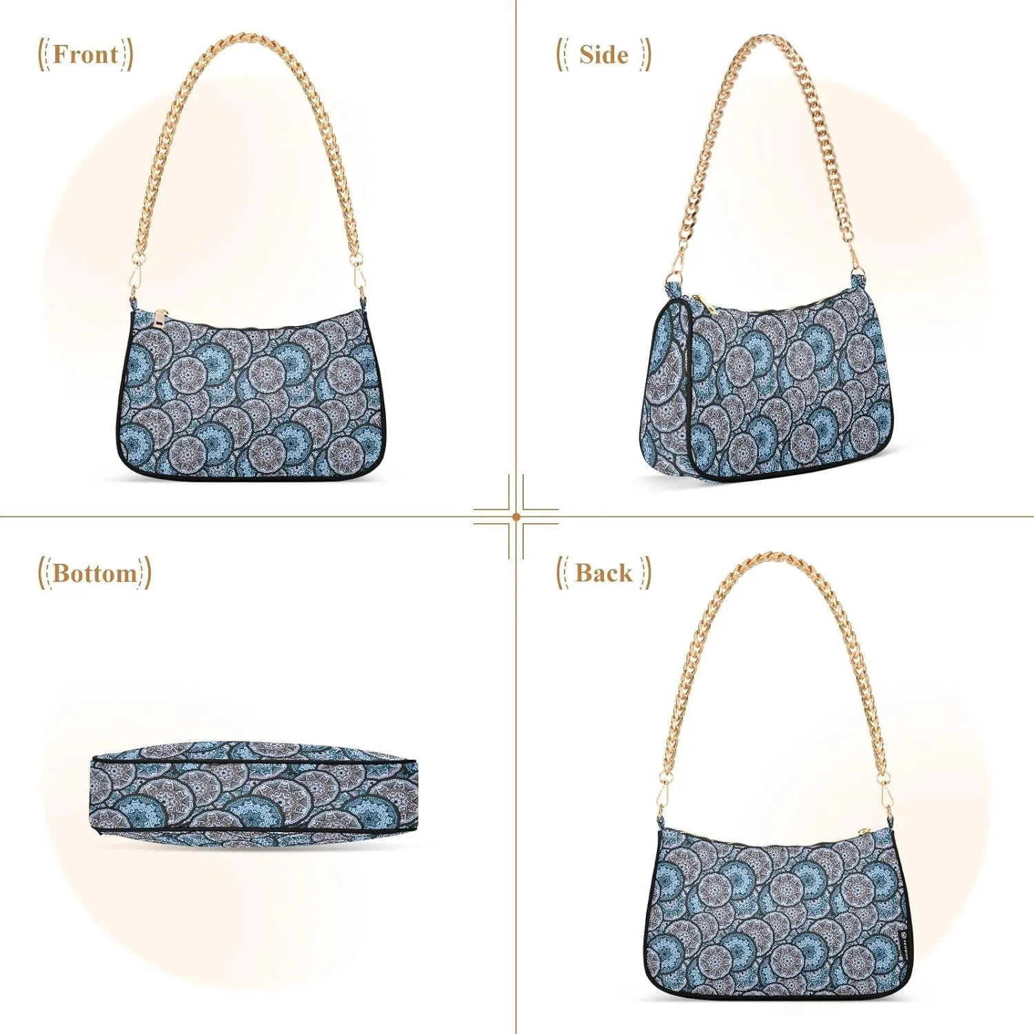 Women's Shoulder Handbags Chain Shoulder Brace for Women Bag Round Pattern Ladies Vacation Handbags Tote Purse,Multi1